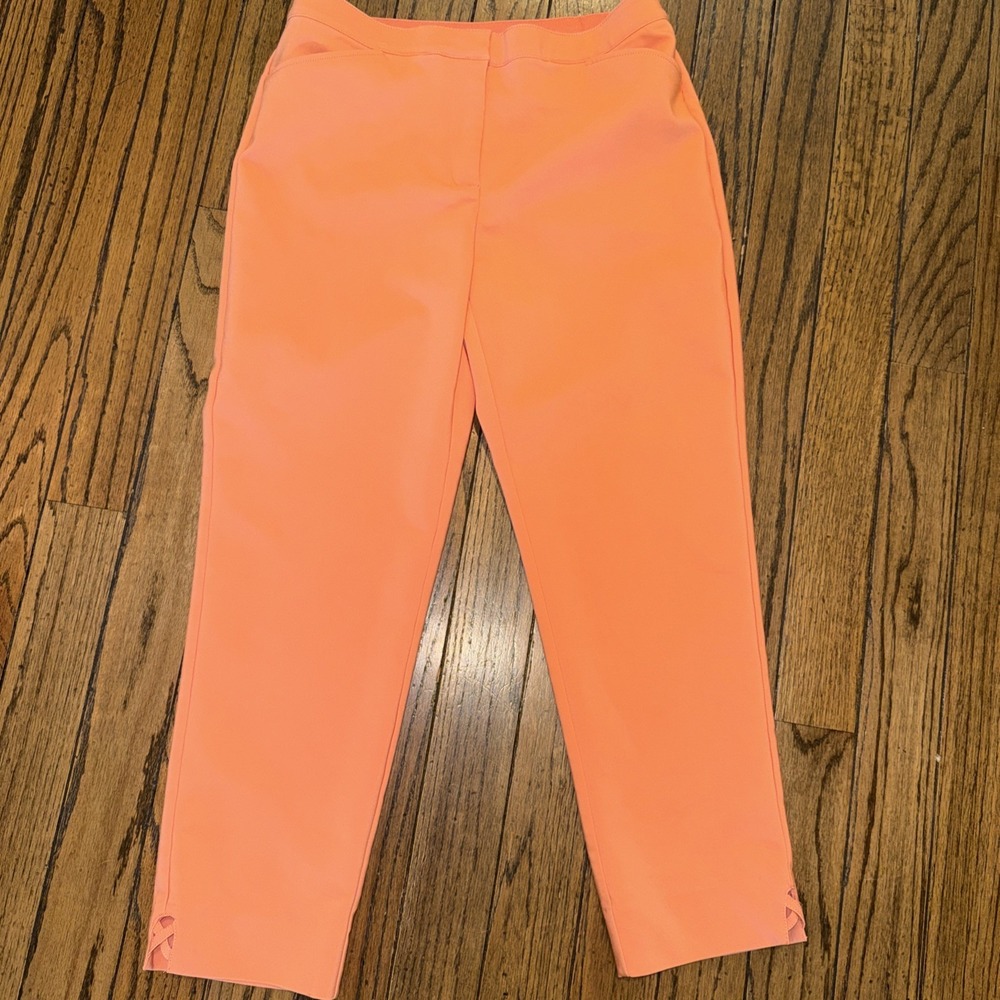Ruby Rd. Women's Cropped Capri Pants Orange Size 8 Stretch Pockets